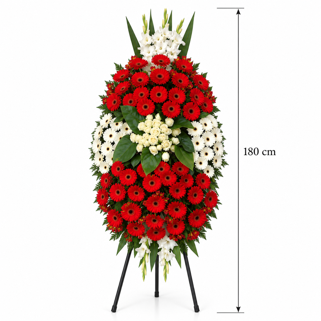 Luxury Red & White Funeral Standing Spray